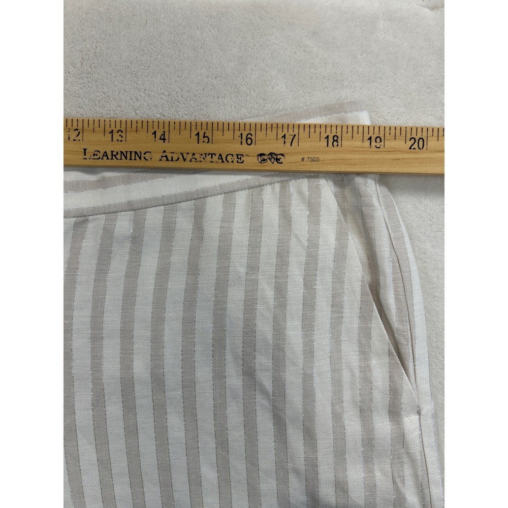 LOFT‎ Pants Womens XLT Beige White Metallic Thread Striped Wide Leg Linen Blend - Picture 5 of 8